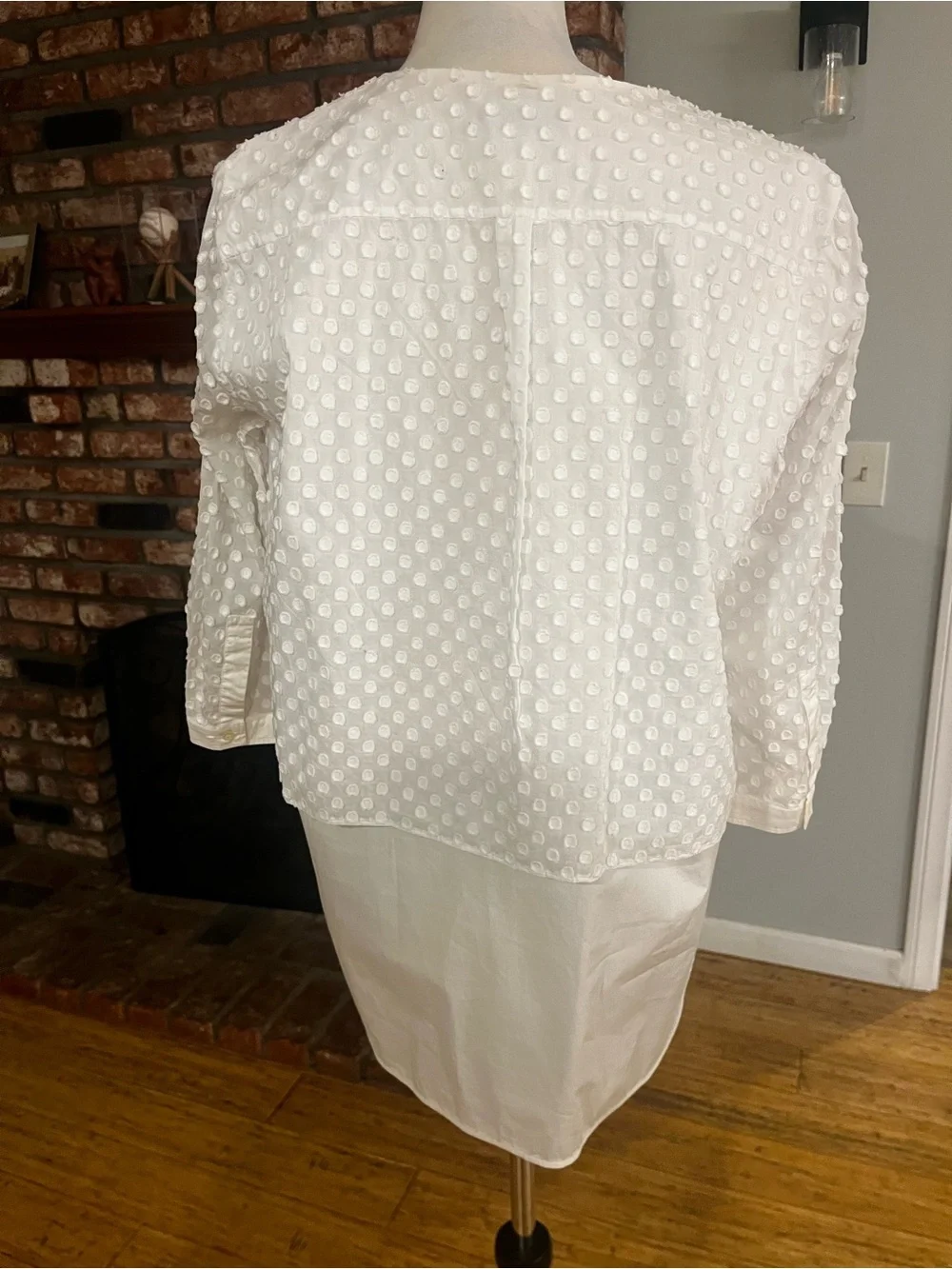 MaxMara White Textured Dot Button-Down Top - Picture 5 of 6